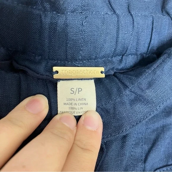 Magaschoni navy blue linen jogger style pants S - Picture 6 of 7